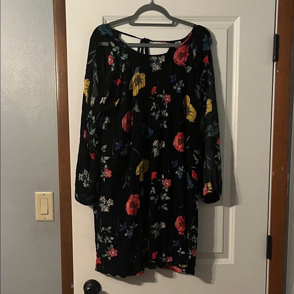 Old Navy Black Dress with Colorful Floral Print